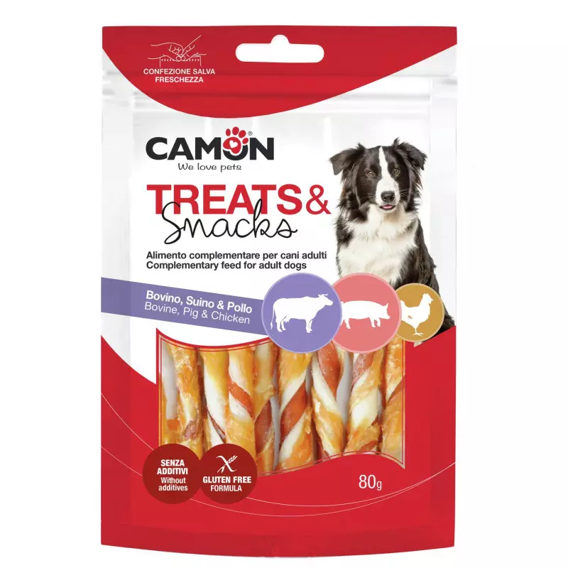 Treats & Snacks Dog - hovädzia koža s kuracím a bravčovým 80g