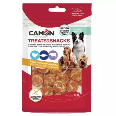 Treats&Snacks Dog - mince z kuraciny, tresky a hovädzej kože 50g
